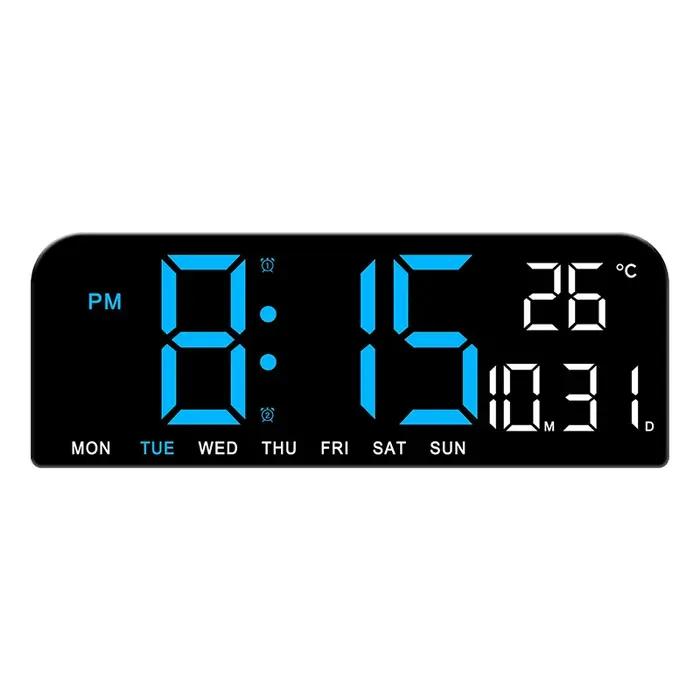 Grande horloge murale numérique LED, affichage de la température, Date, semaine, compte à rebours, r