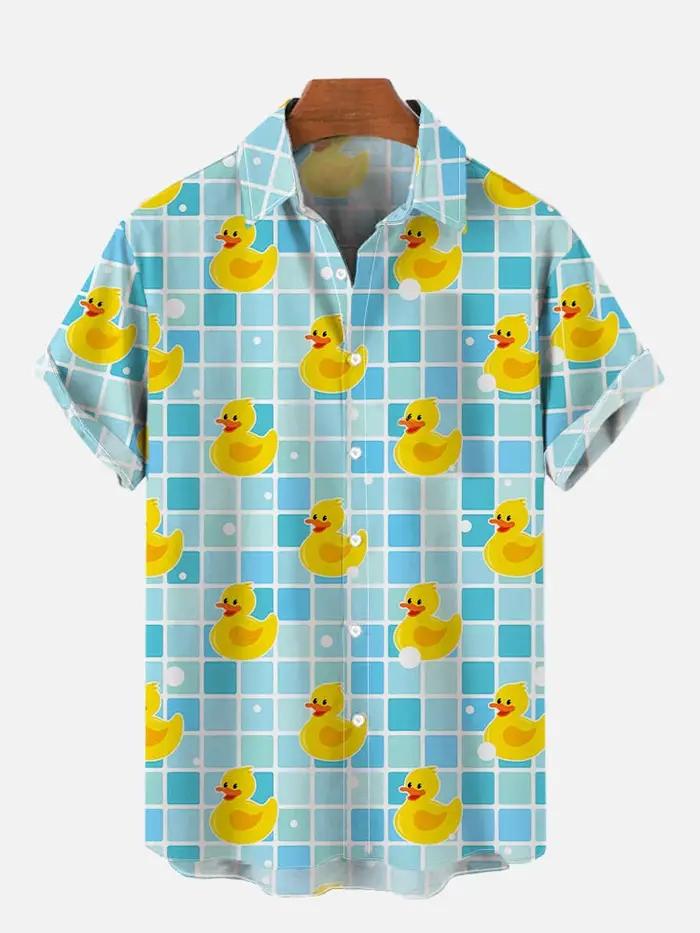 Chemises de cosplay unisexes à manches courtes pour hommes, impression de canard mignon, impression