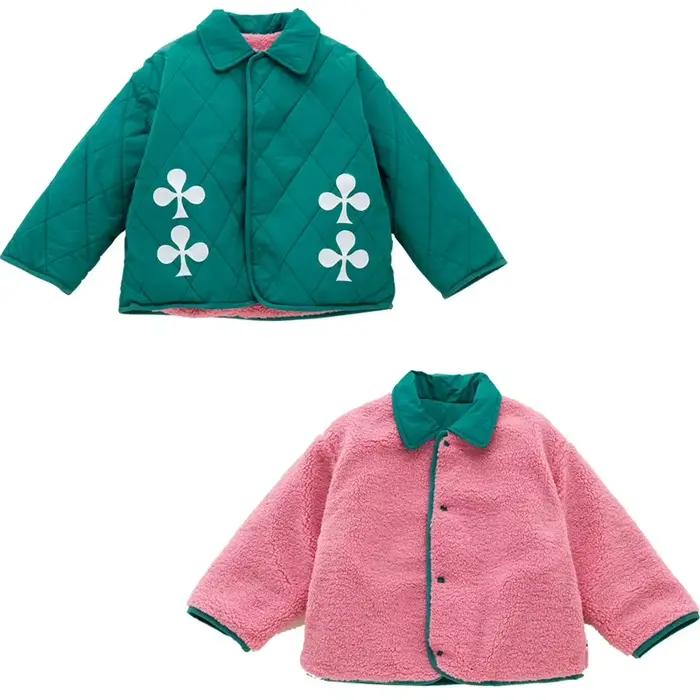 Veste décontractée en coton pour bébé, col vert Double face, nouvelle veste chaude en coton pour enf