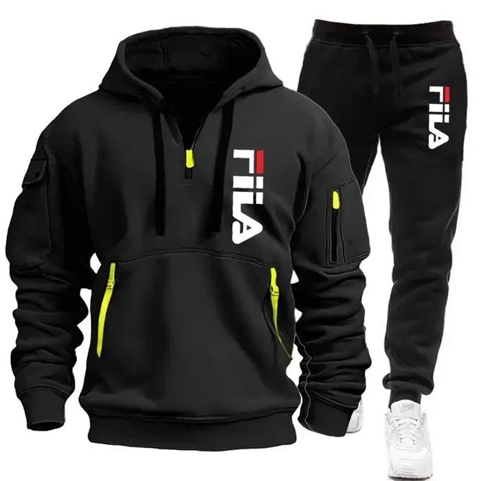 Nouvel ensemble sportif homme automne-hiver 2026 : sweat à capuche multi-poches zippé et pantalon, e
