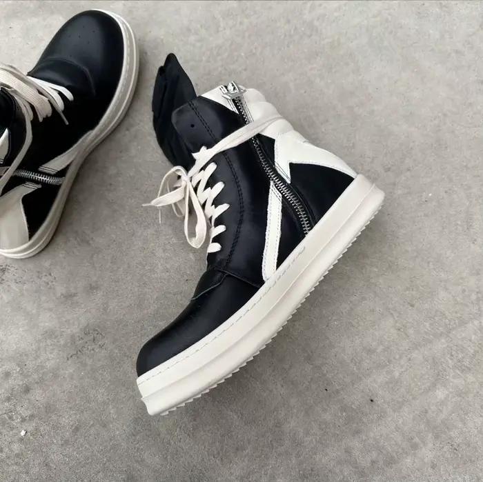R-o qualité hommes chaussure en cuir noir bottine extérieur bottes haut chaussures décontractées fermeture éclair femmes