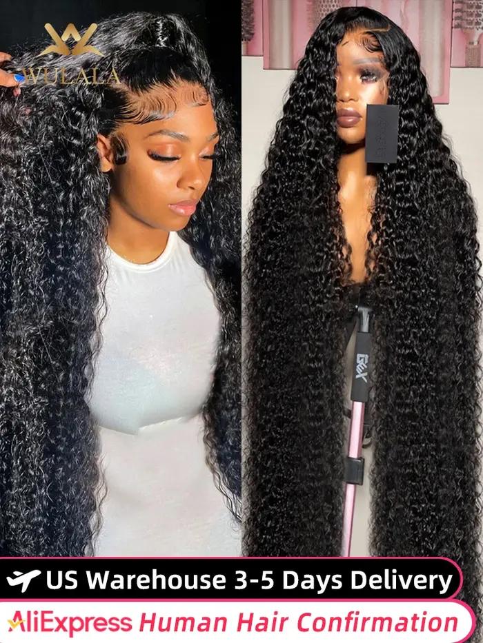 Perruque Lace Frontal Water Deep Wave 13x4 13x6 360 HD en cheveux humains bouclés, 30 40 46 pouces,