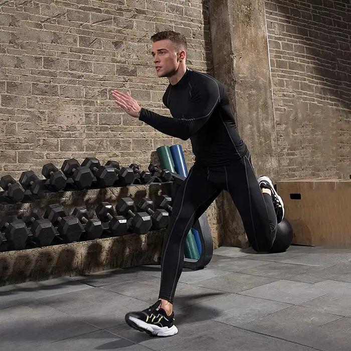 Compression t-shirt hommes à manches longues musculation Sport t-shirts décontracté séchage rapide g