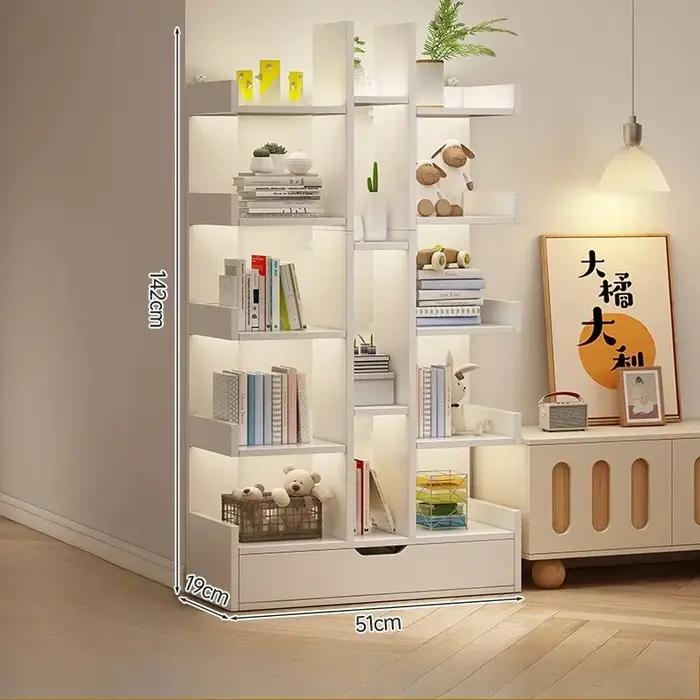 Bibliothèque de salon en bois massif, armoire de bureau Simple et moderne, étagère à livres multi-ni