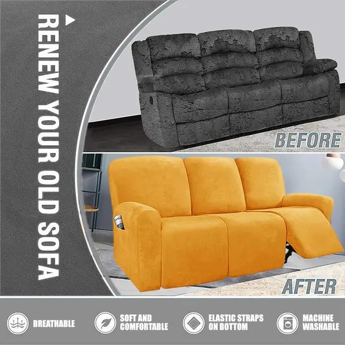 Housse de canapé inclinable extensible en velours