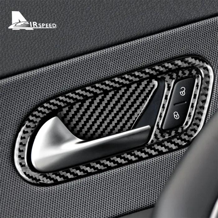 Autocollant de panneau de poignée de porte de voiture en Fiber de carbone véritable souple, pour Vol