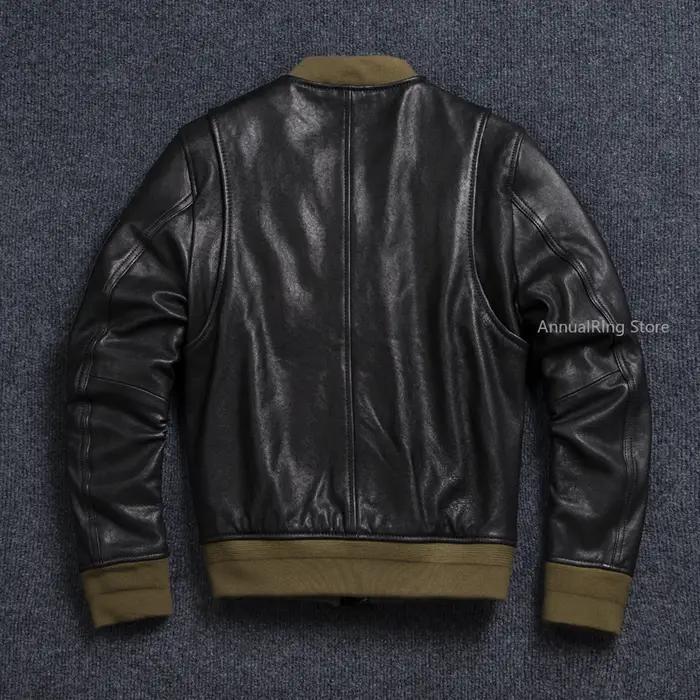 Bomber Ma-1 veste en cuir véritable hommes manteau en peau de mouton tanné naturel Vintage Air Force