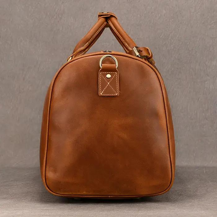Sac de voyage en cuir de vachette de haute qualité pour homme, sac de week-end en cuir véritable pou