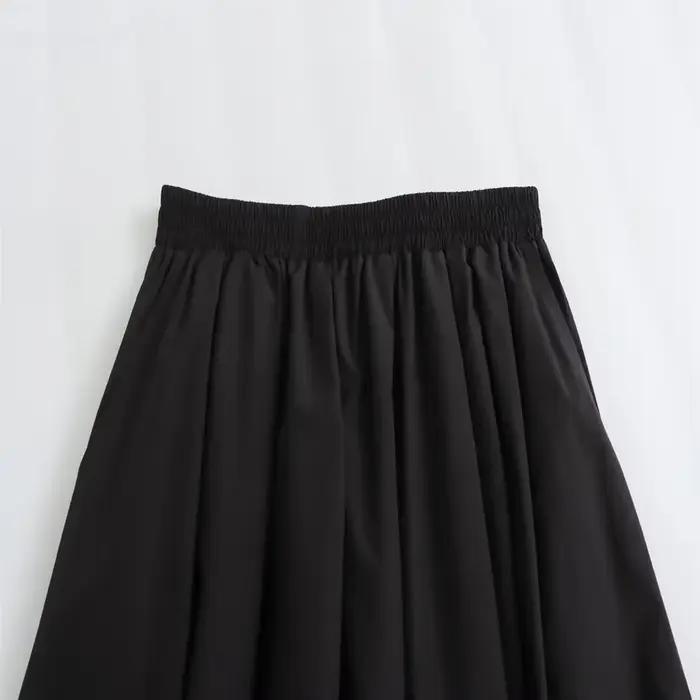 Mooyufon 2025 tempérament femme polyvalent ample et décontracté couleur unie jupe taille haute longu