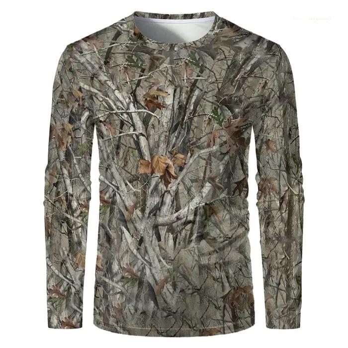 CamSolomon-T-shirt de chasse à manches longues imprimé forêt pour hommes, haut surdimensionné, entra
