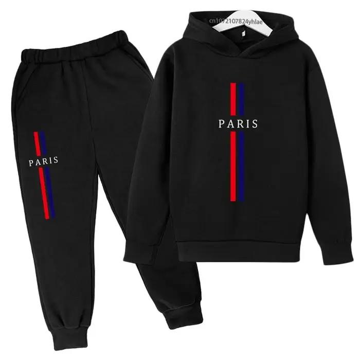 Ensembles de vêtements pour enfants, garçons et filles, 2 pièces, sweat-shirt + pantalon, imprimé Pa