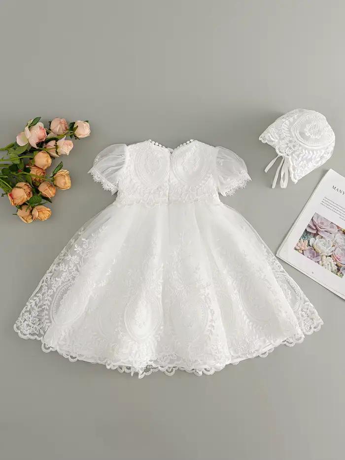 Robe de baptême blanche pour bébé fille, robe brodée haut de gamme, jupe longue en gaze, robe de cér