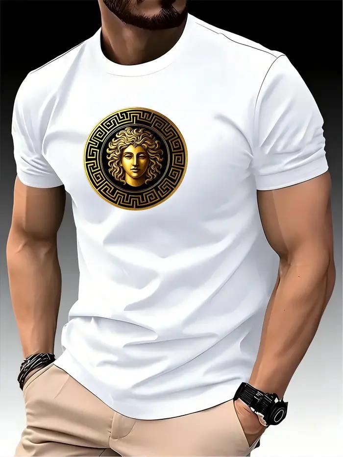 T-shirt de course à col rond pour homme, haut fin, impression artistique, séchage rapide, manches co