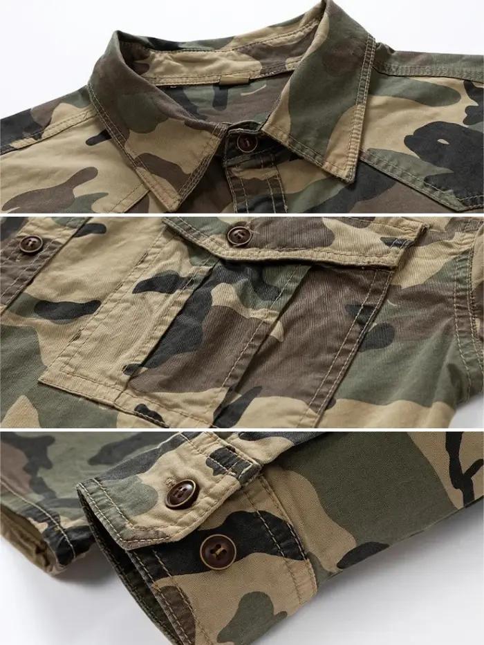 Nouvelle Chemise Homme 2026 en Coton (95%) à Manches Longues, Coupe Ample, Style Camouflage, Épaules