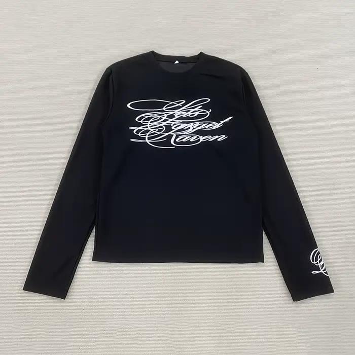 T-Shirt à manches longues imprimé américain rétro foncé Y2K, tenue gothique de rue tendance, haut po