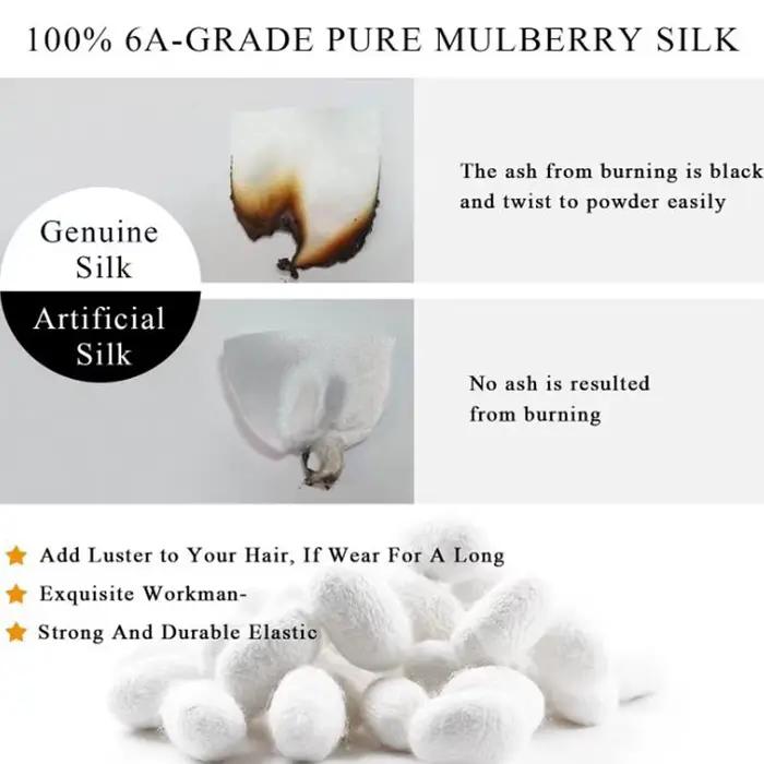 Chouchou en soie de mûrier 100% Pure, 3 pièces, bandeaux faits à la main pour femmes et filles, acce