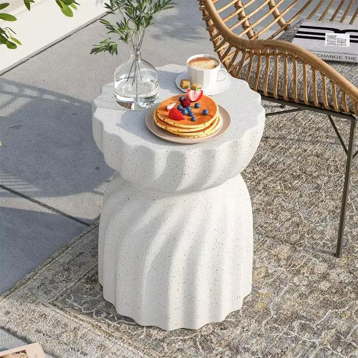Table d'appoint contemporaine en béton léger, sablier, table d'appoint, tabouret de jardin pour salo