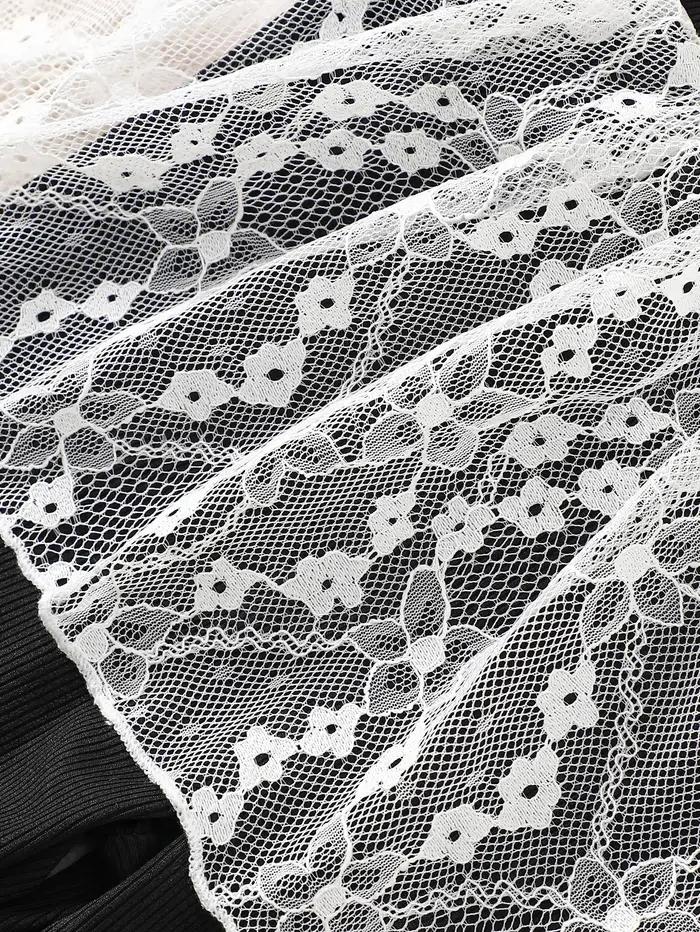 Pantalon évasé pour filles avec dentelle, 3-10 ans, en tissu côtelé confortable, printemps-automne,
