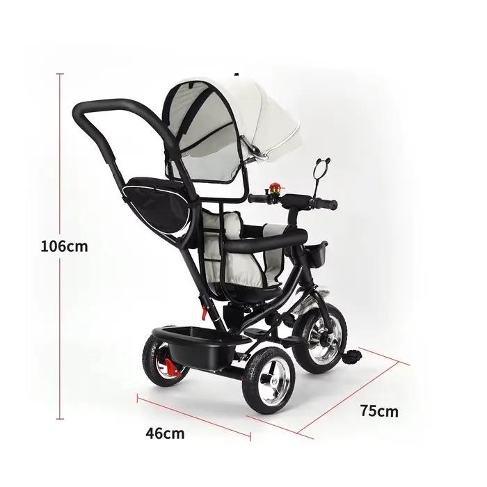 Tricycle Bébé Evolutif 6 en 1 Vélo Poussette Bébé avec Poignée de Poussée, Auvent Amovible, Ceinture