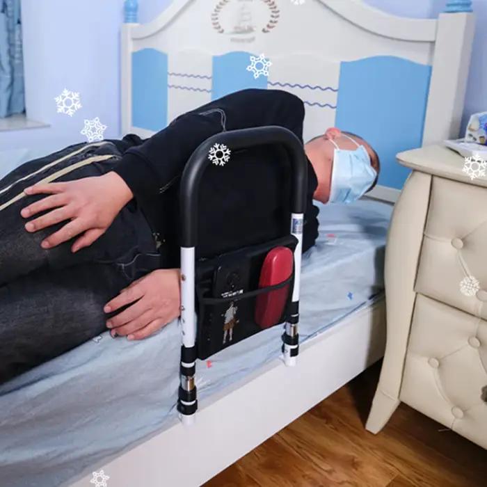 Barre de maintien de lit pour personnes âgées avec poches de rangement accoudoirs ergonomiques garde-corps anti-chute rail de prévention des chutes pour une nuit paisible et sécurisée