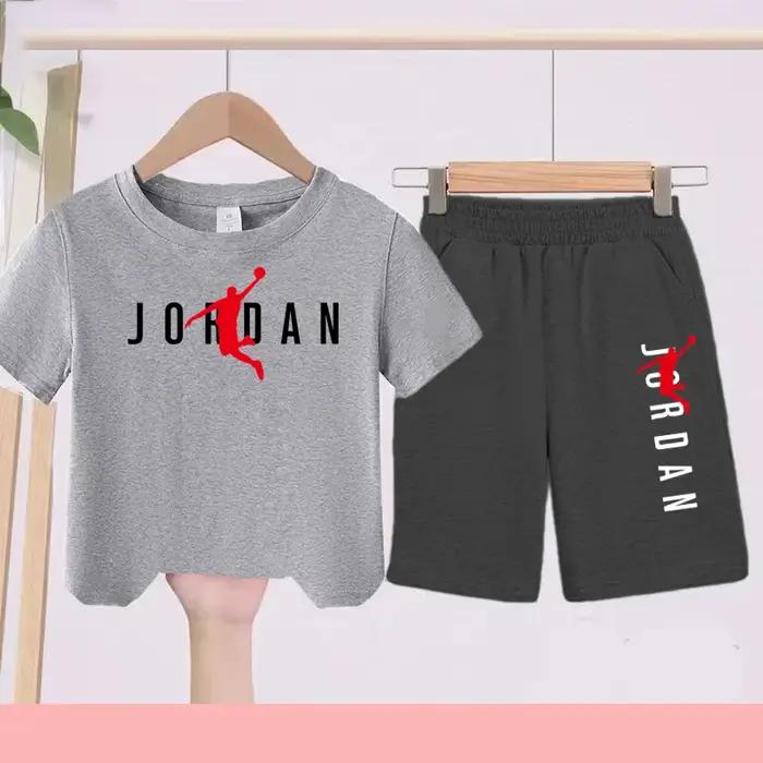 Ensemble robe et short d'été noir et blanc pour enfants, adapté aux enfants de 3 à 12 ans, avec moti