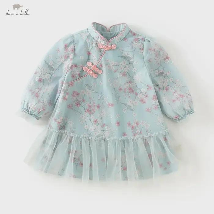 Dave Bella automne filles bébé princesse robe charme mignon maille imprimé fleuri fête en plein air