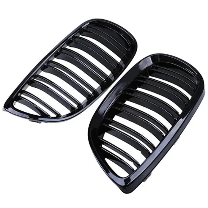 Grille de course noire brillante à double ligne, grilles de pare-chocs avant de voiture, rein pour B