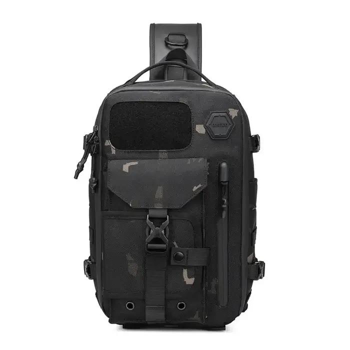 OZUKO-sac à bandoulière pour hommes, sac de poitrine imperméable, sacoche à fermeture éclair, mode s