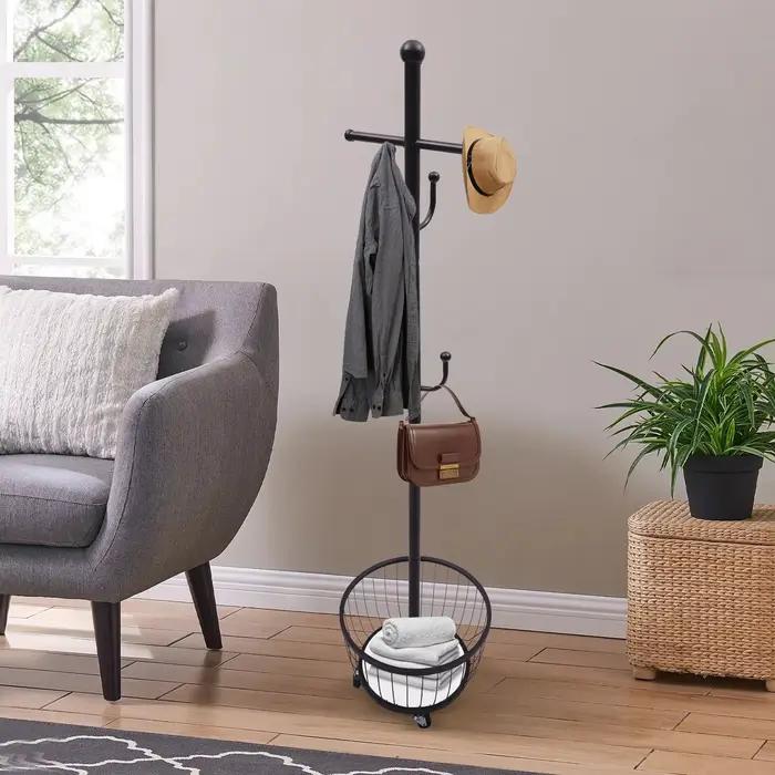 Porte-manteau et porte-chapeau sur pied, support organisateur avec roue Mobile, support de cintre d'