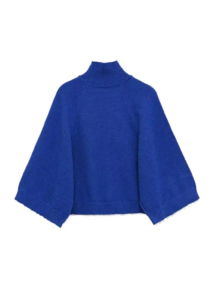 NLZGMSJ – pull tricoté décontracté pour femme, ample, manches longues, col mi-haut, surdimensionné,