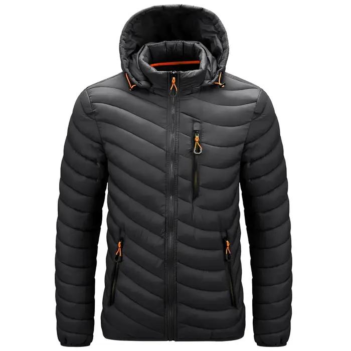 Veste d'extérieur légère pour hommes, à capuche, isolée, thermique, bouffante, chauffée, pour course