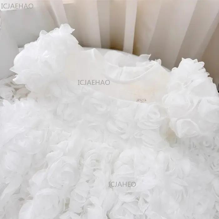 Robe de cérémonie blanche pour enfants 2026, tenue de fête à manches courtes bouffantes, robe de pri