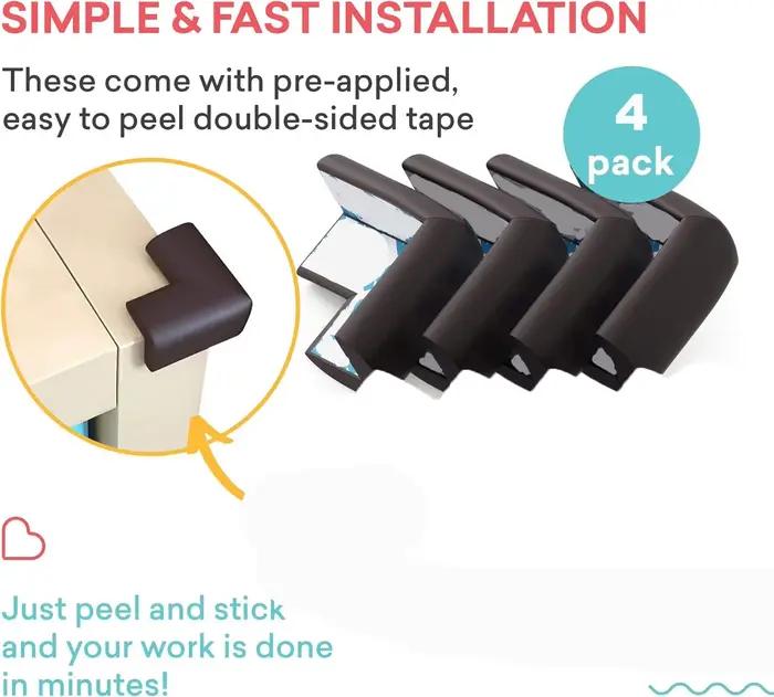 Protections d'angle souples pour bébé, 4 pièces, protection d'angle de Table pré-adhésive pour meubl