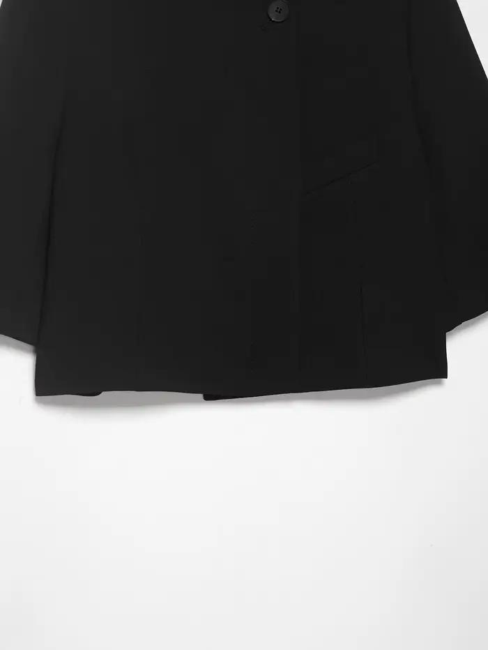 Blazer court noir pour femme, nouvelle collection printemps, manteau simple boutonnage avec épaulett