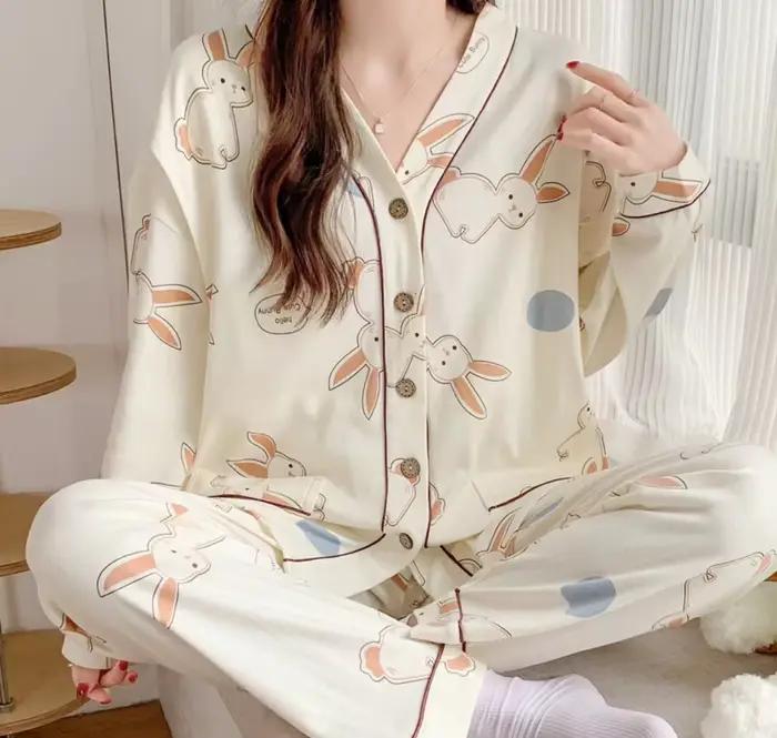 Vêtements mensuels printemps et automne pyjamas de maternité post-partum été Section mince allaiteme