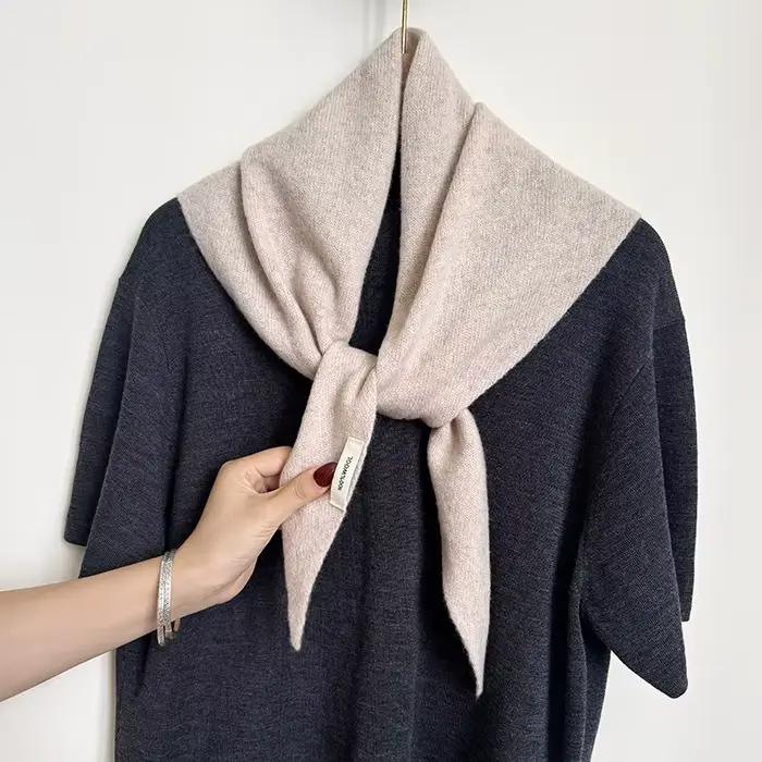 100% laine hiver écharpe pour femmes chaud triangle tricot foulards Hijab solide dame châle envelopp