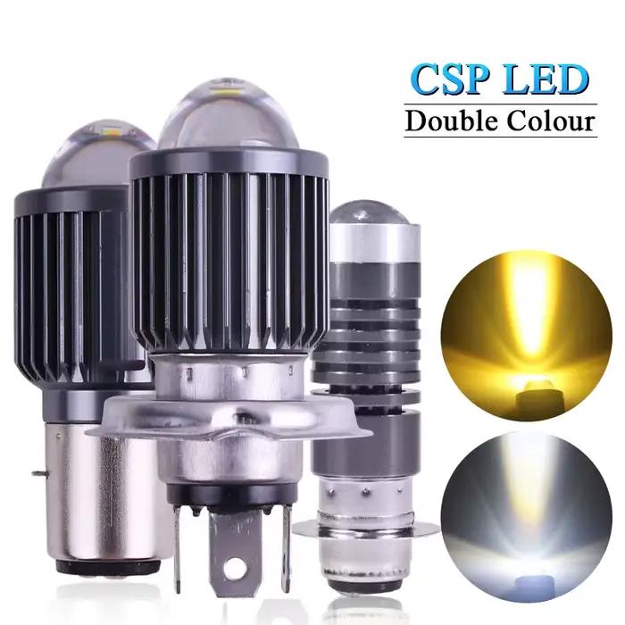 1 pièces 10000LM H4 LED phare de moto H6 BA20D P15D Led CSP lentille blanc jaune salut Lo faisceau m
