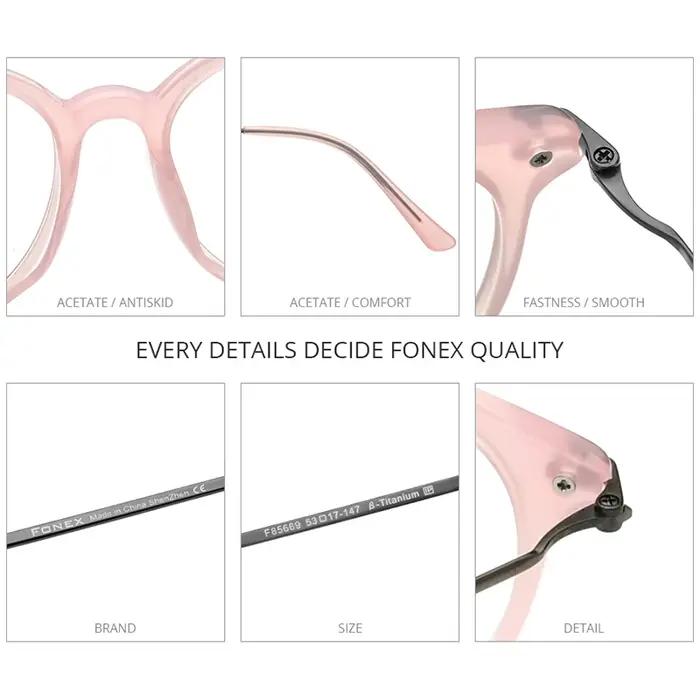 FONEX acétate titane lunettes cadre femmes marque Design Vintage rétro rond lunettes hommes lunettes