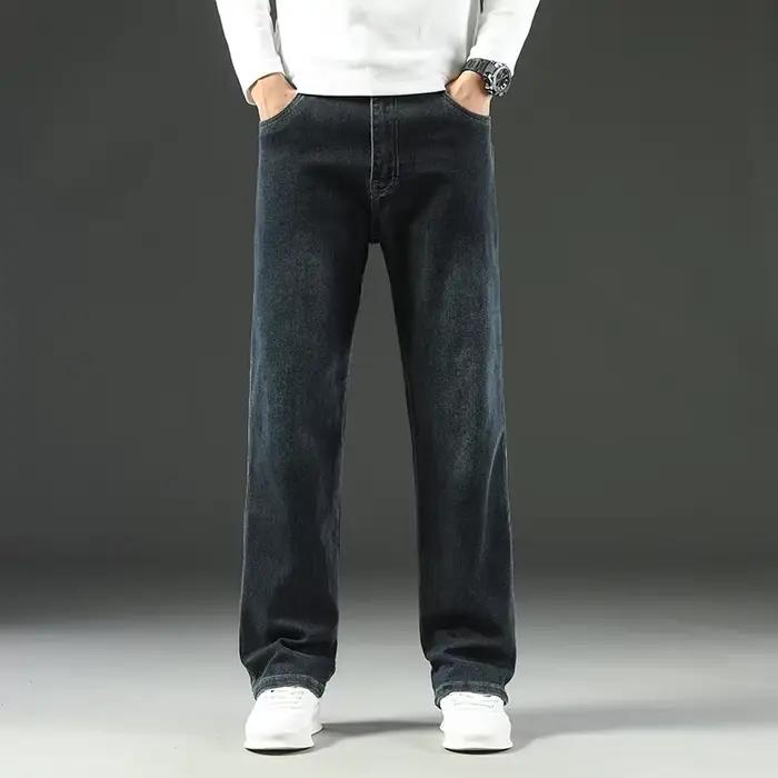 Jeans baggy droit à jambes larges pour hommes, pantalons décontractés d'affaires, vêtements de marqu