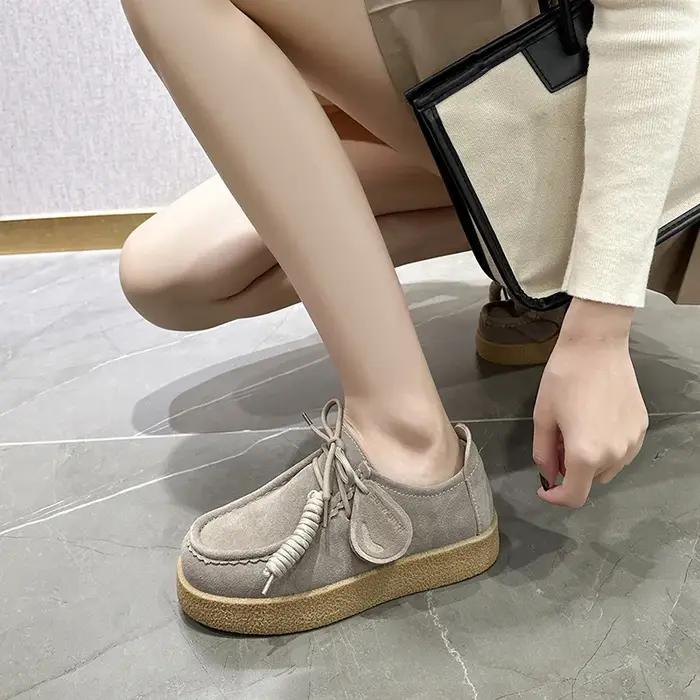 Mocassins pour femmes en daim et cuir véritable