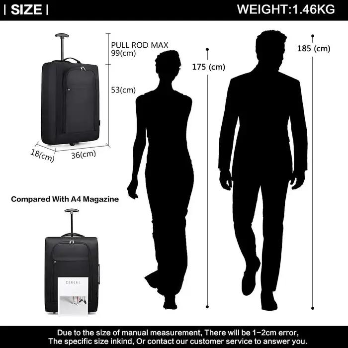 KONO Étui léger en tissu à 2 vitesses avec sac à main, chariot de cabine pour Lufthansa, Eurowings,