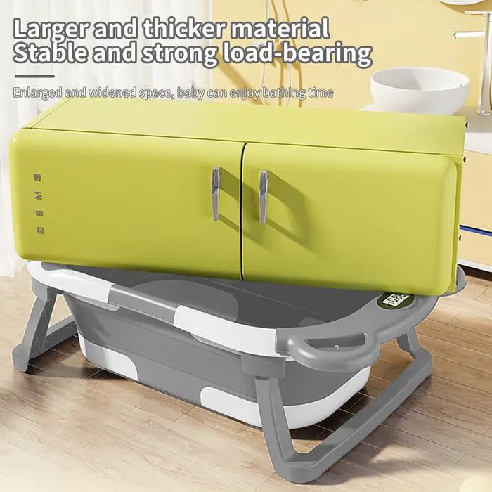 Baignoire pliable pour bébé avec thermomètre et tapis de bain doux, baignoire écologique pour nouvea