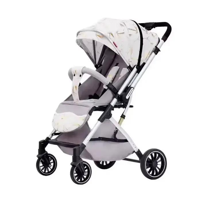 Poussette bébé à quatre roues, légère et bidirectionnelle, haute vue, peut s'asseoir ou s'allonger,