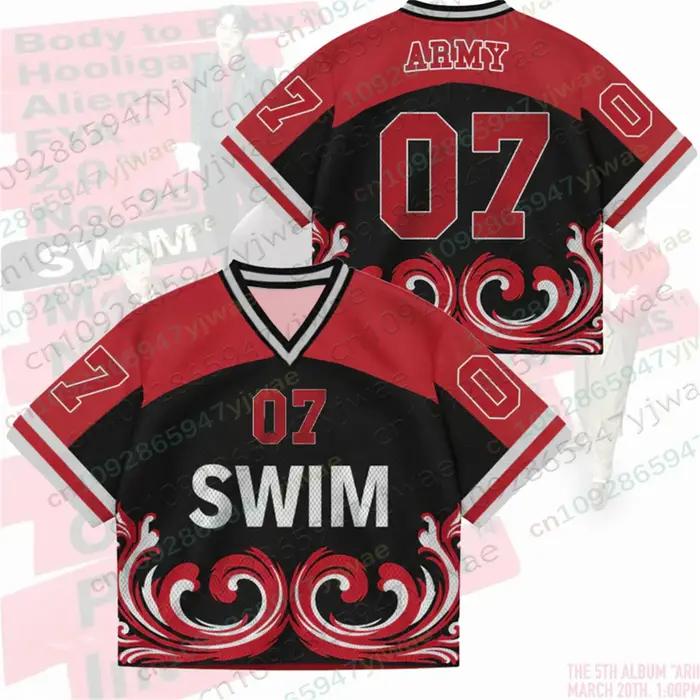 T-shirt unisexe SWIM 2026 – Haut streetwear tendance à col en V, coupe ample, manches courtes – Cade