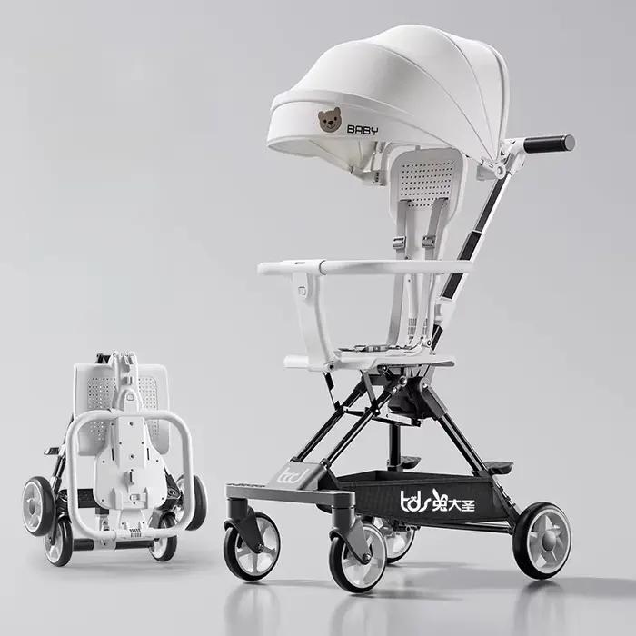 Poussette bébé enfant légère pliable bébé s'assoit ou s'allonge un bouton pliage bidirectionnelle pour balades visites parcs et voyages