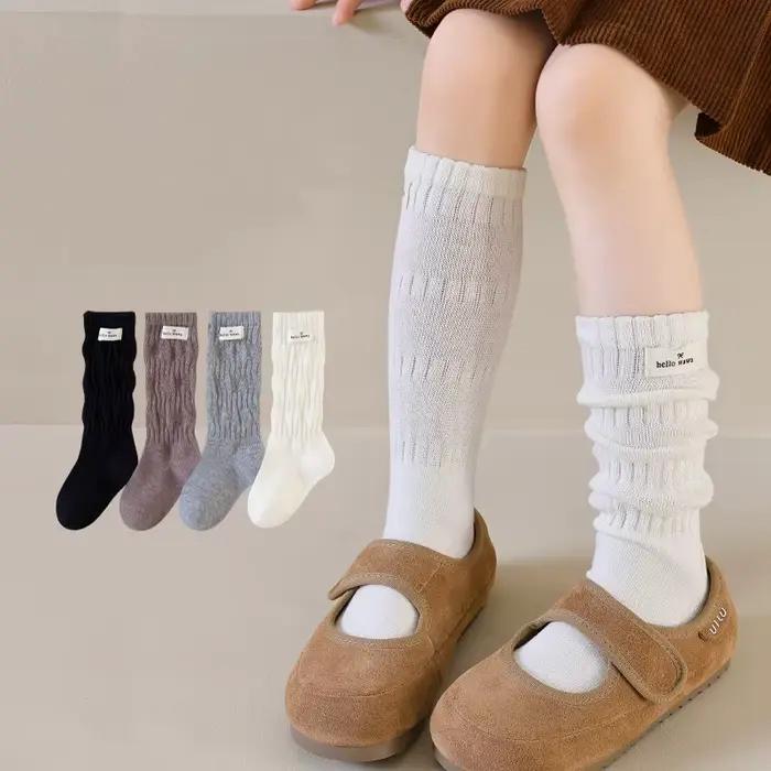 Chaussettes longues pour filles, printemps automne, nouvelles chaussettes en coton pour enfants, cha