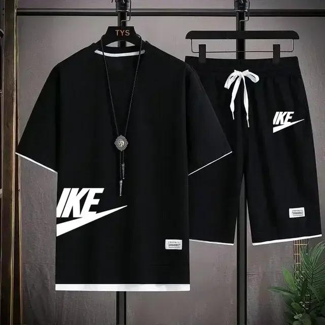 Ensemble de vêtements de sport pour hommes, tendance, décontracté et à la mode, t-shirt à manches co