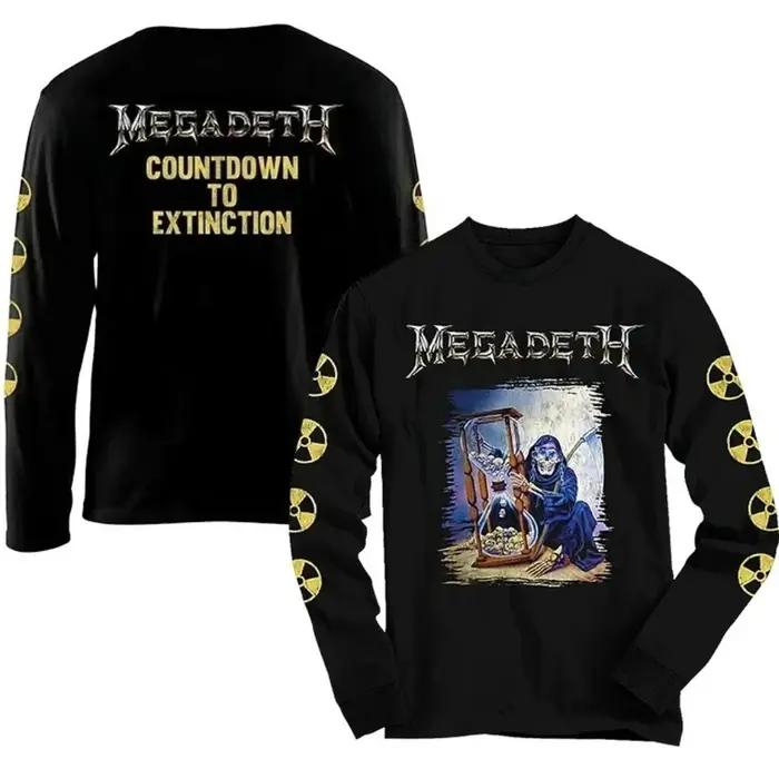 T-shirt unisexe à manches longues imprimé en 3D de la groupe de rock punk américain Megadeth, mode a