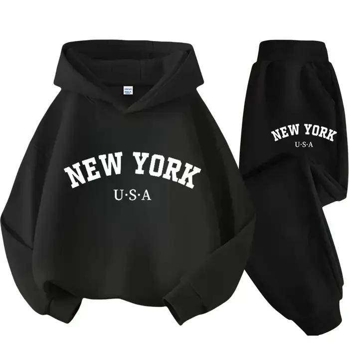 Ensemble décontracté pour enfants, imprimé alphabet USA New York, pour garçons et filles, idéal pour