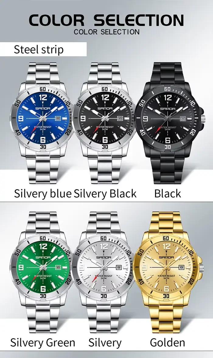 Mode SADNA 3265 montre à Quartz pour hommes d'affaires grand cadran étanche calendrier veilleuse nou